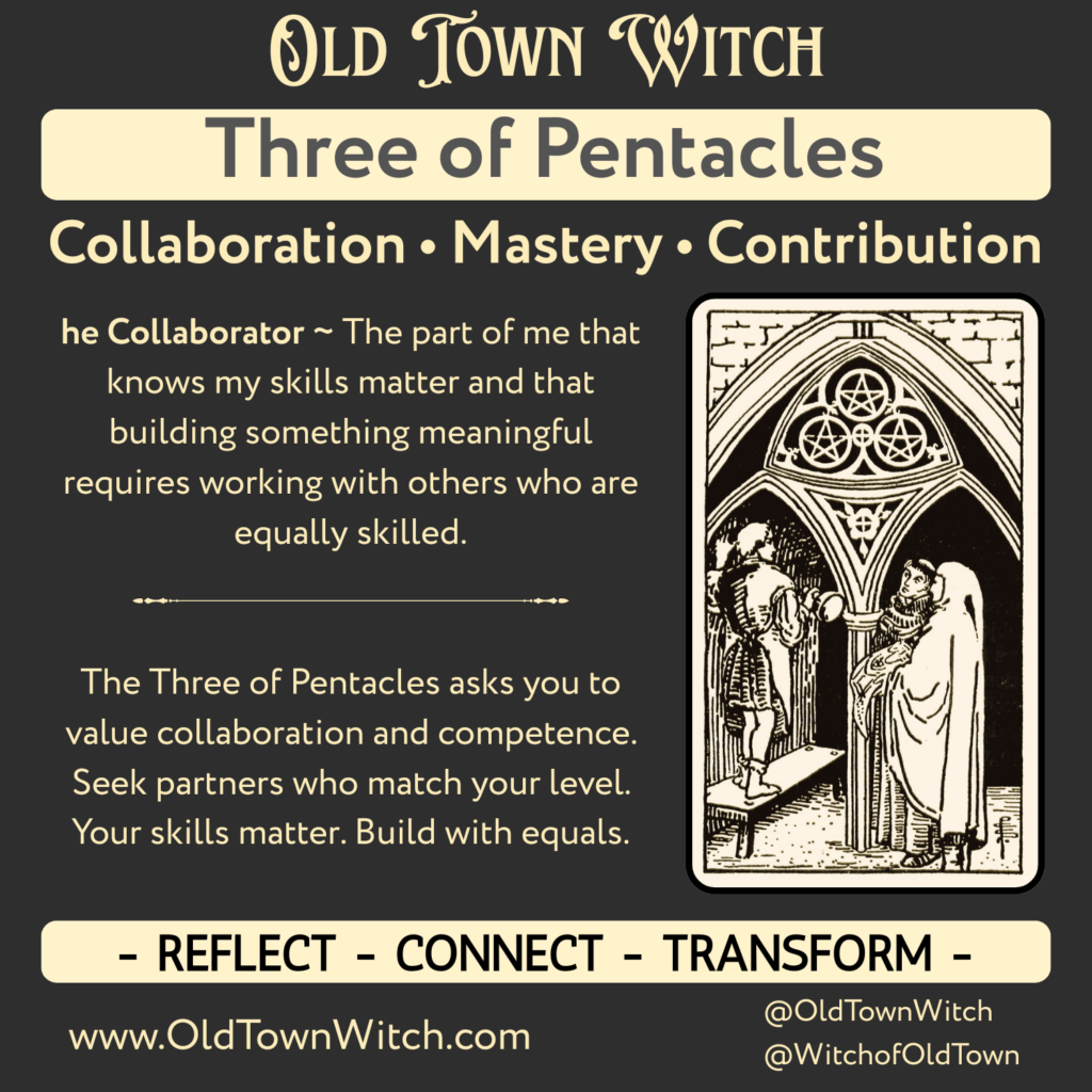 Intro slide for the Three of Pentacles