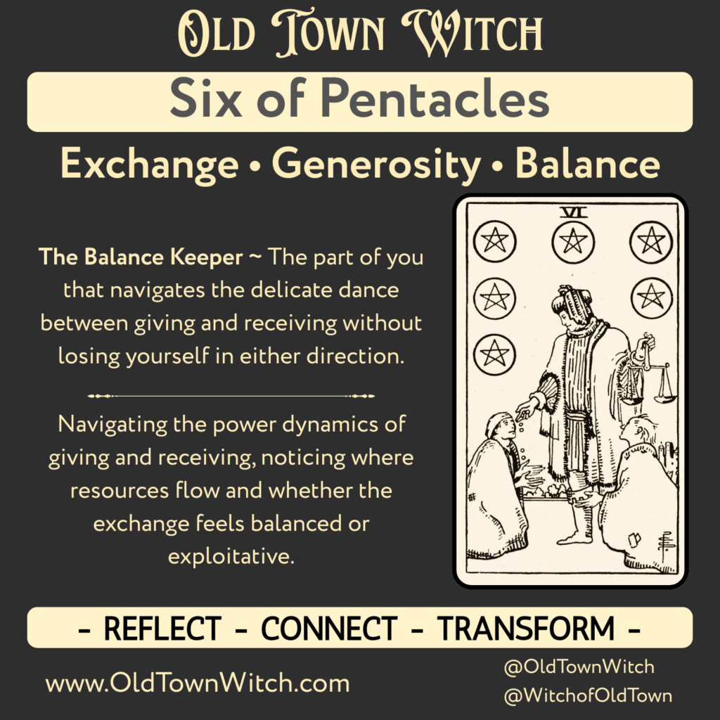 Intro slide for the tarot card the Six of Pentacles